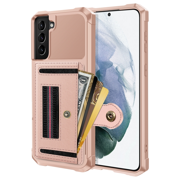 

For Samsung Galaxy S21 FE 5G ZM06 Card Bag TPU + Leather Phone Case(Pink)