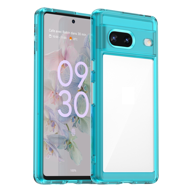 

For Google Pixel 7 5G Colorful Series Acrylic + TPU Phone Case(Transparent Blue)