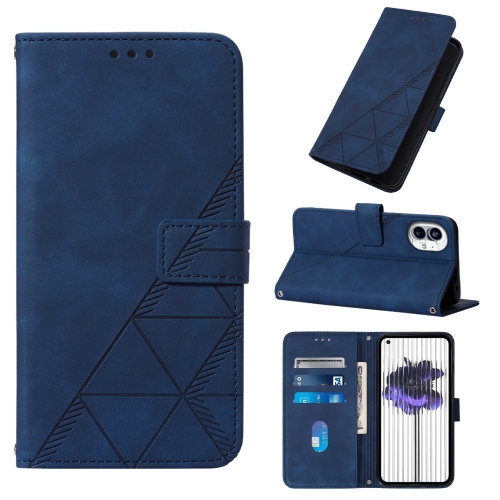 

For Nothing Phone 1 3D Embossed Flip Leather Phone Case(Blue)