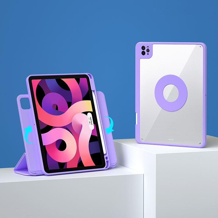 

Magnetic Rotating Clear Back Smart Tablet Case For iPad Pro 11 2018 / 2020 / 2021(Light Purple)