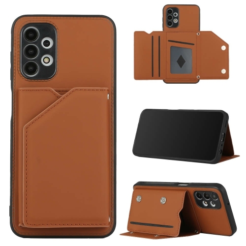 

For Samsung Galaxy A13 4G Skin Feel PU + TPU + PC Back Cover Shockproof Case(Brown)