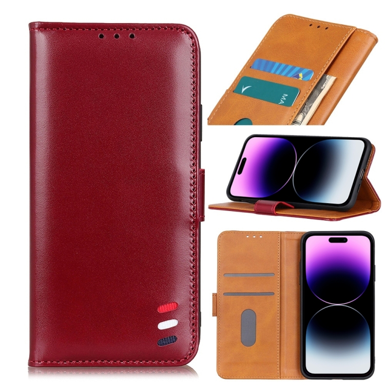 

For iPhone 14 Pro Pearl Texture Leather Case(Wine Red)