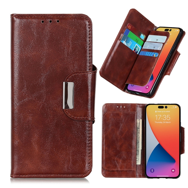 

6 Card Slots Leather Phone Case For iPhone 14 Pro Max(Brown)
