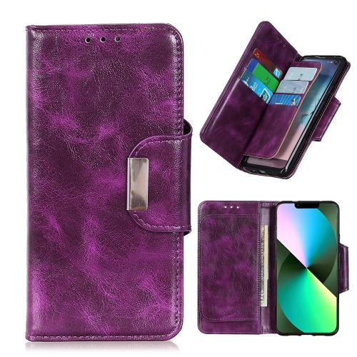 

For iPhone 14 6 Card Slots Leather Phone Case (Purple)