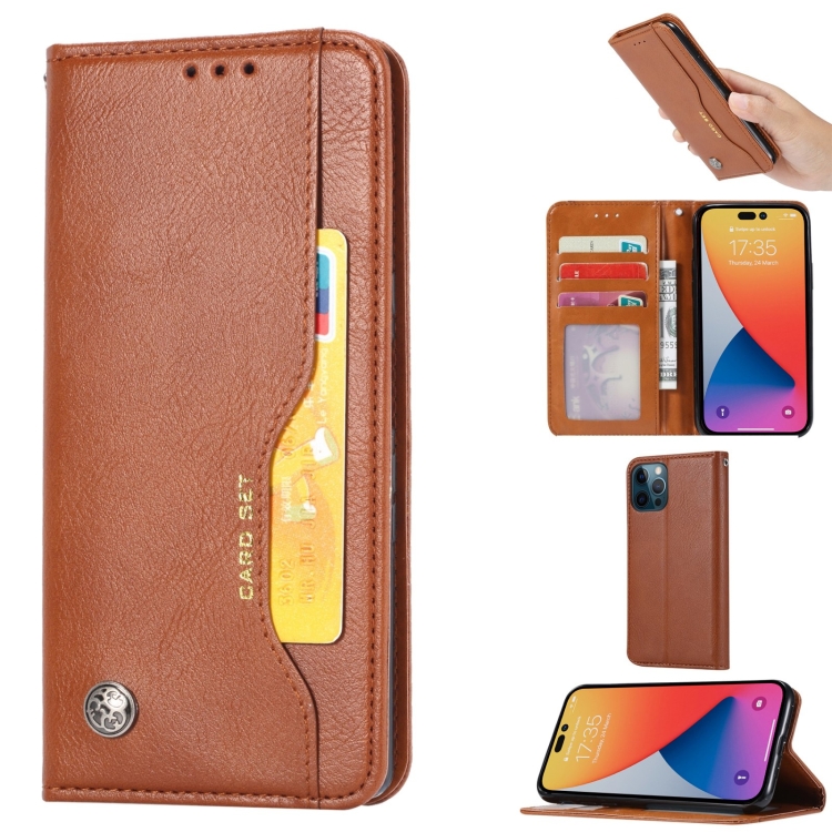 

For iPhone 14 Pro Max Knead Skin Texture Leather Case (Brown)