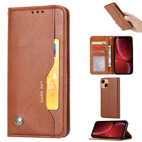 

For iPhone 14 Plus Knead Skin Texture Leather Case (Brown)