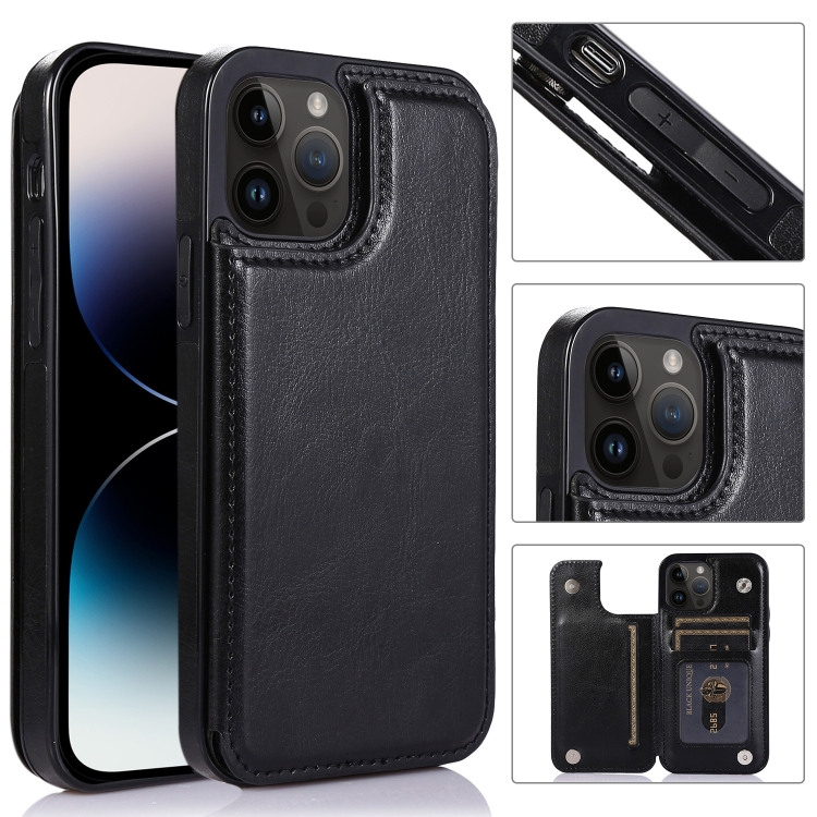 

For iPhone 14 Pro Max Double Buckle Phone Case (Black)
