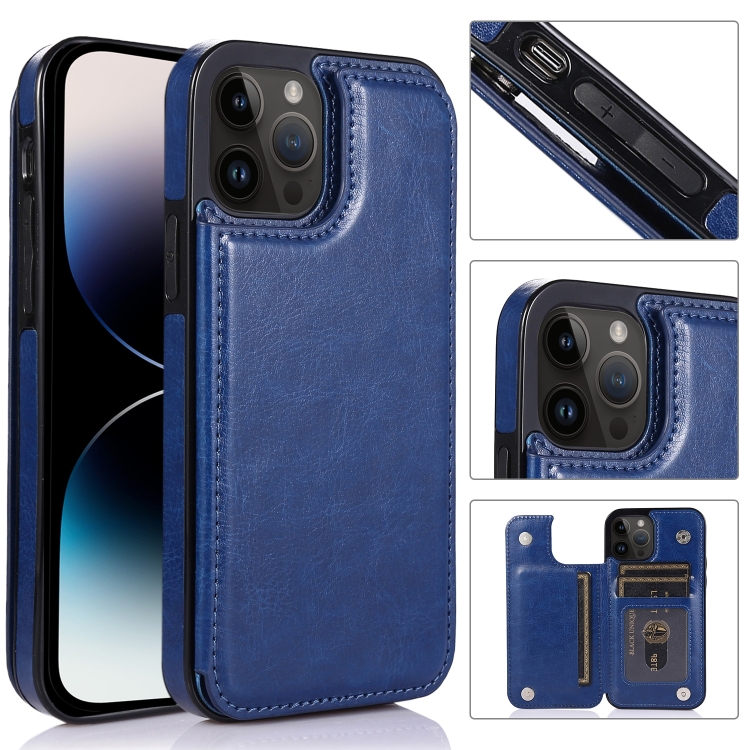 

For iPhone 14 Pro Double Buckle Phone Case(Blue)