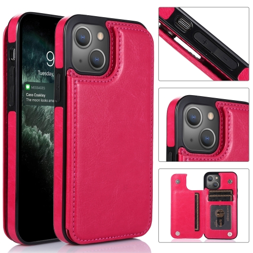 

For iPhone 14 Double Buckle Phone Case (Rose Red)