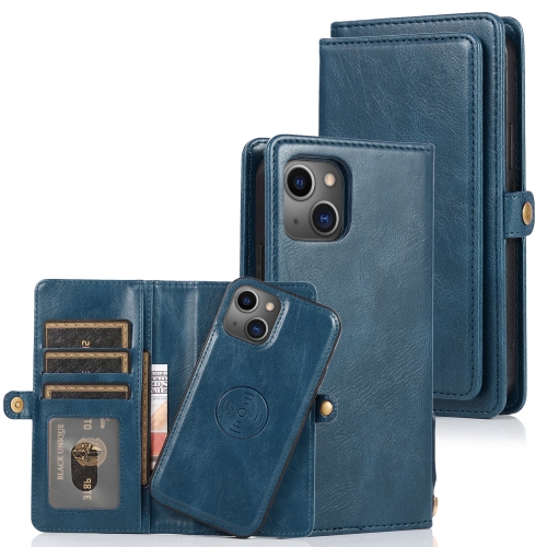 

For iPhone 14 Strong Magnetic Detachable Leather Case (Blue)