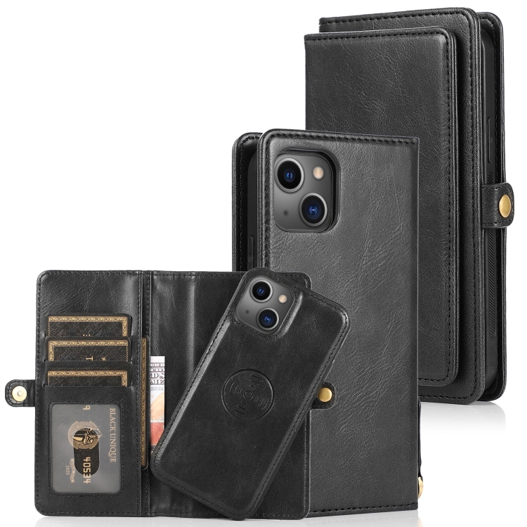 

For iPhone 14 Plus Strong Magnetic Detachable Leather Case (Black)