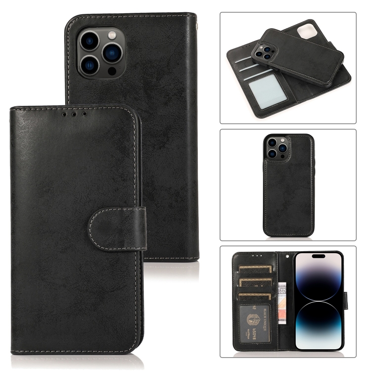 

For iPhone 14 Pro Max 2 in 1 Detachable Leather Case (Black)