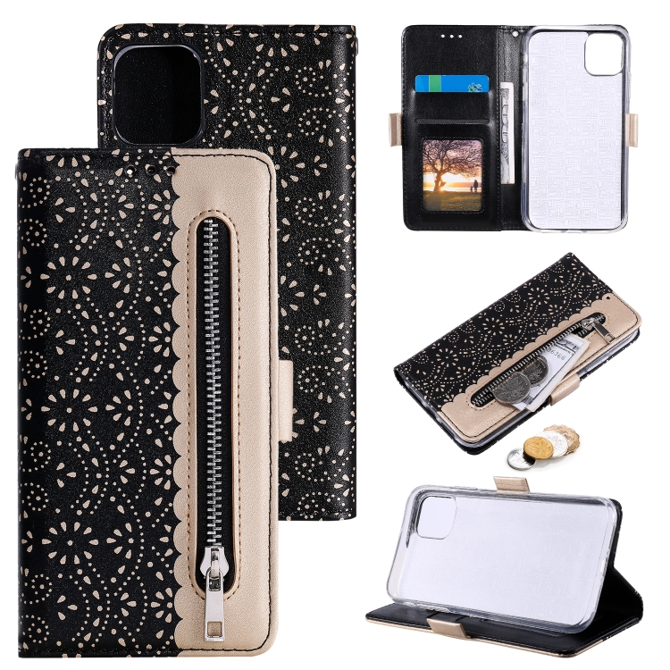 

Double Button Zipper Leather Case For iPhone 14 Pro(Black)