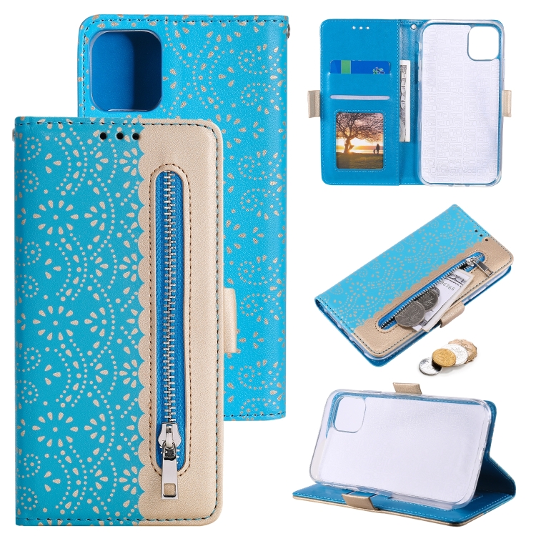 

Double Button Zipper Leather Case For iPhone 14 Max(Blue)