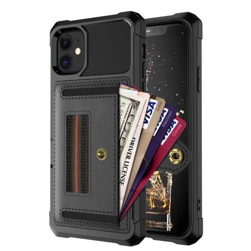 

For iPhone 12 ZM06 Card Bag TPU + Leather Phone Case(Black)