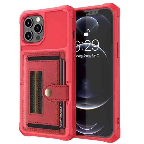 

ZM06 Card Bag TPU + Leather Phone Case For iPhone 12 Pro Max(Red)