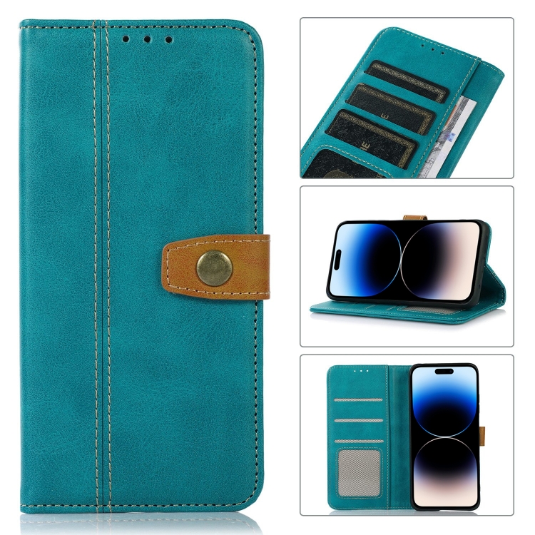 

For iPhone 14 Pro Stitching Thread Calf Texture Leather Phone Case(Light Green)