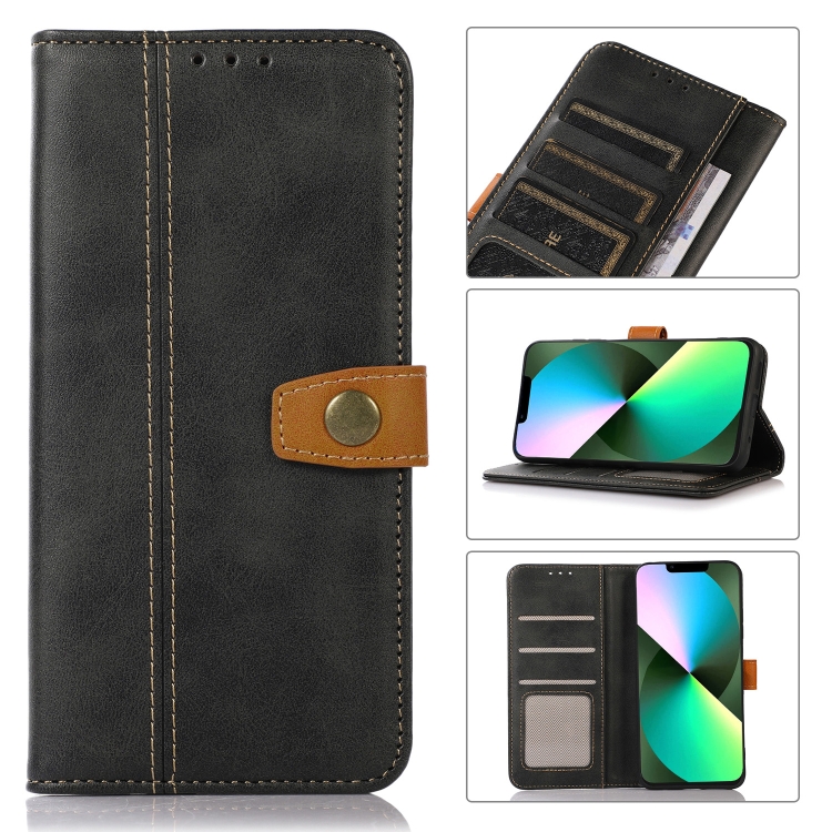 

Stitching Thread Calf Texture Leather Phone Case For iPhone 14(Black)
