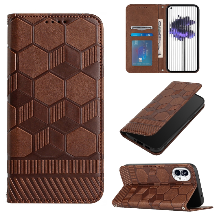 

For Nothing Phone 1 Football Texture Magnetic Leather Flip Phone Case(Brown)
