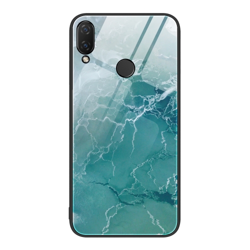 

For Huawei Nova 3i Marble Pattern Glass Protective Phone Case(Green Ocean)