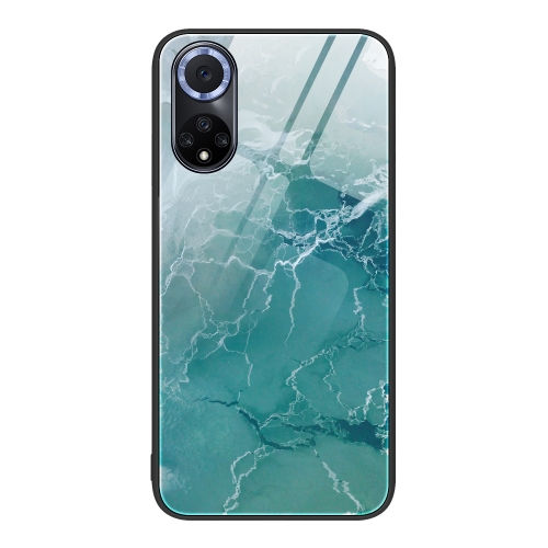 

For Huawei Nova 9 Marble Pattern Glass Protective Phone Case(Green Ocean)