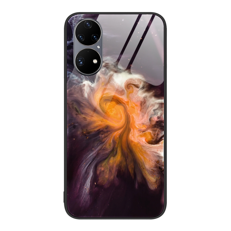 

For Huawei P50 Pro Marble Pattern Glass Protective Phone Case(Typhoon)