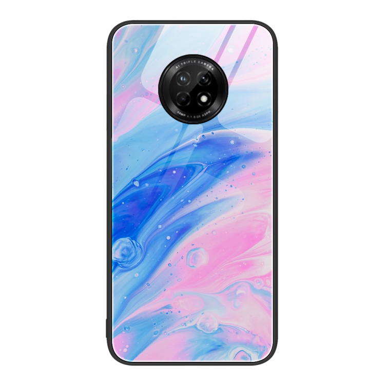 

For Huawei Enjoy 20 Plus 5G Marble Pattern Glass Protective Phone Case(Pink)