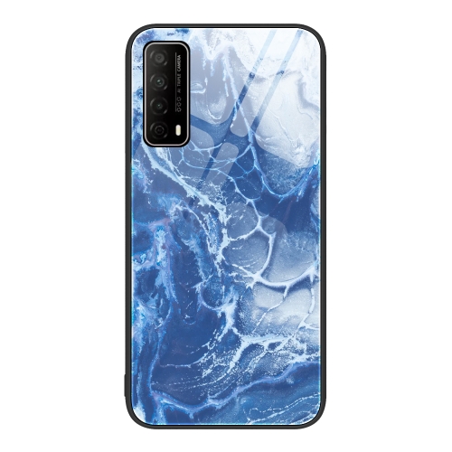 

For Huawei Enjoy 20 SE 4G Marble Pattern Glass Protective Phone Case(Blue Ocean)