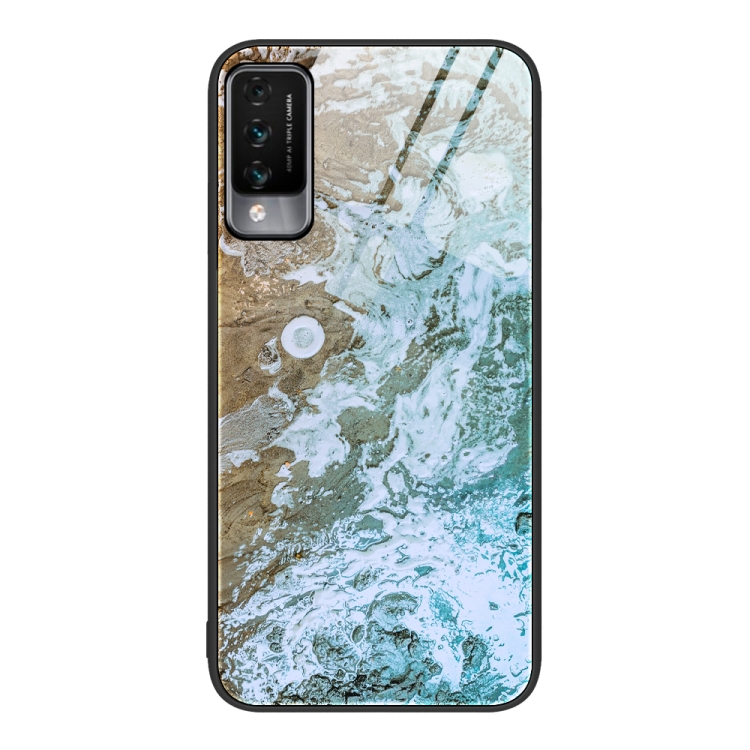 

For Huawei Maimang 10 Marble Pattern Glass Protective Phone Case(Beach)