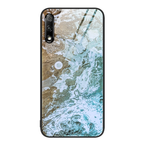 

For Honor 9X Marble Pattern Glass Protective Phone Case(Beach)
