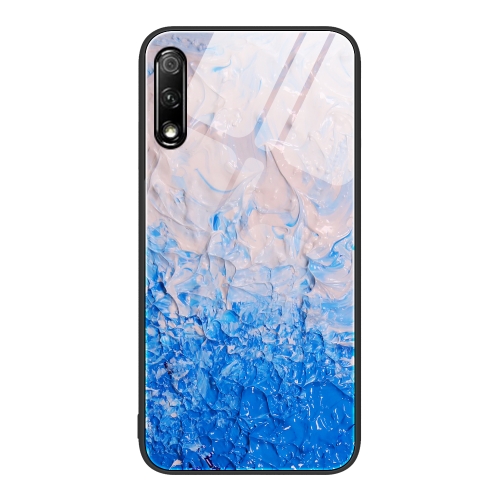 

For Honor 9X Marble Pattern Glass Protective Phone Case(Ocean Waves)
