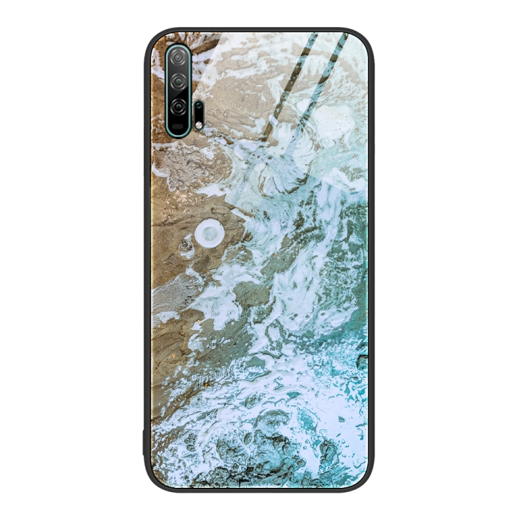 

For Honor 20 Pro Marble Pattern Glass Protective Phone Case(Beach)