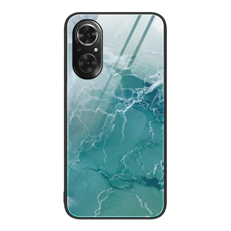 

For Honor 50 SE Marble Pattern Glass Protective Phone Case(Green Ocean)