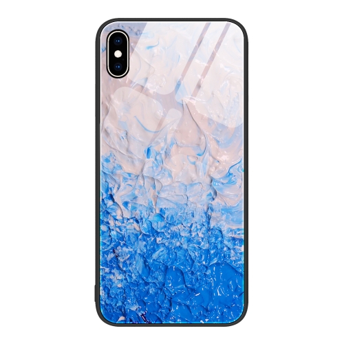 

For iPhone XS Max Marble Pattern Glass Protective Phone Case(Ocean Waves)