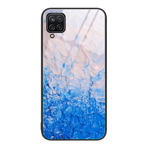

For Samsung Galaxy A12 5G Marble Pattern Glass Protective Phone Case(Ocean Waves)