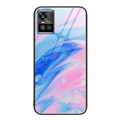 

For vivo S10 Marble Pattern Glass Protective Phone Case(Pink)