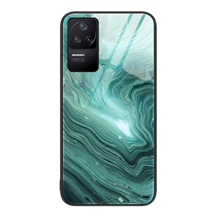 

For Xiaomi Redmi K40s Marble Pattern Glass Protective Phone Case(Water Waves)