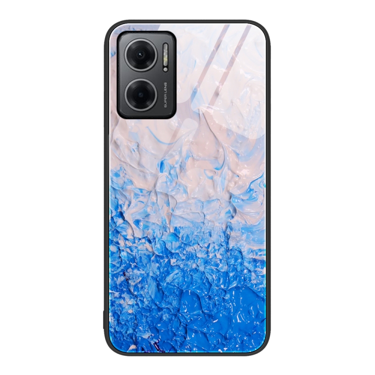 

For Xiaomi Redmi Note 11E Marble Pattern Glass Protective Phone Case(Ocean Waves)