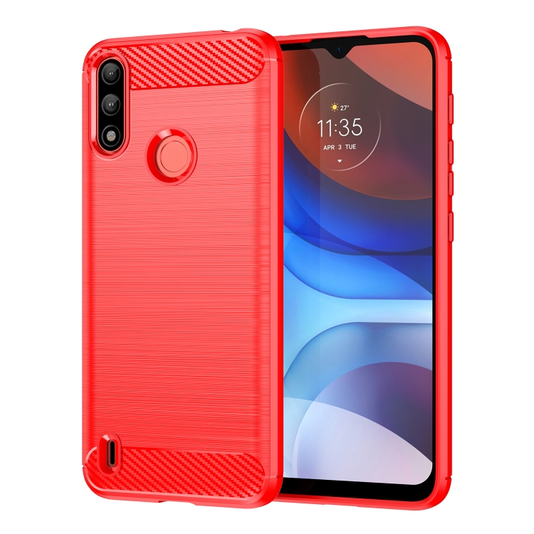 

For Lenovo K13 Brushed Texture Carbon Fiber TPU Phone Case(Red)