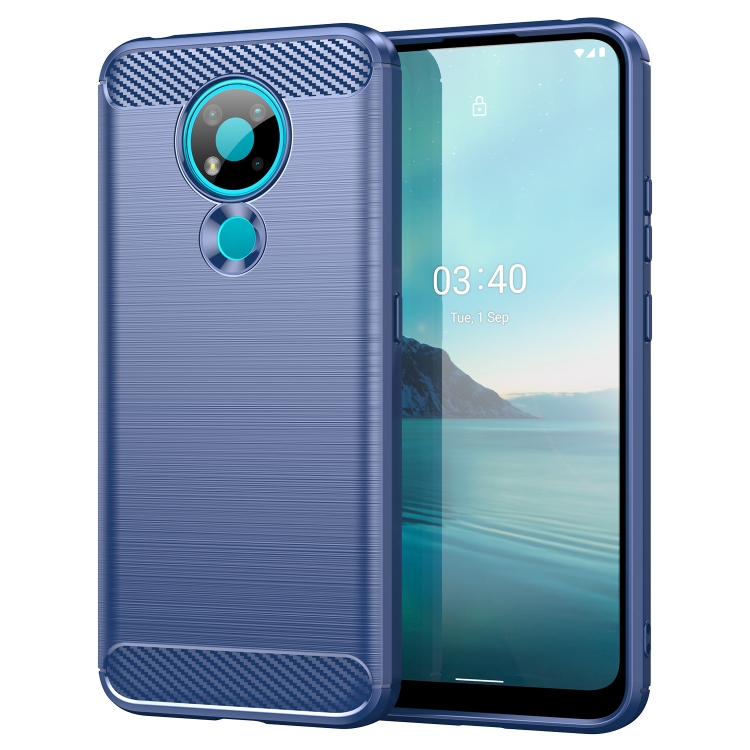 For Nokia Brushed Texture Carbon Fiber TPU Phone Case(Blue)