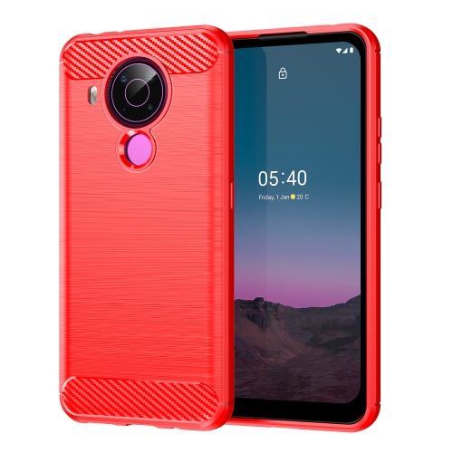 

For Nokia 5.4 Brushed Texture Carbon Fiber TPU Phone Case(Red)