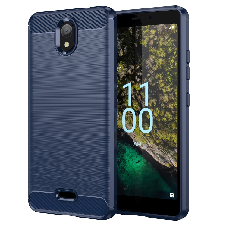 

For Nokia C100 Brushed Texture Carbon Fiber TPU Phone Case(Blue)