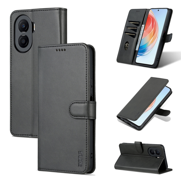 

For Honor X40i AZNS Skin Feel Calf Texture Flip Leather Phone Case(Black)