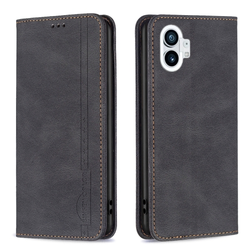 

For Nothing Phone 1 Magnetic RFID Blocking Anti-Theft Leather Phone Case(Black)