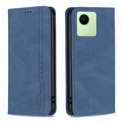 

For Realme C30 Magnetic RFID Blocking Anti-Theft Leather Phone Case(Blue)