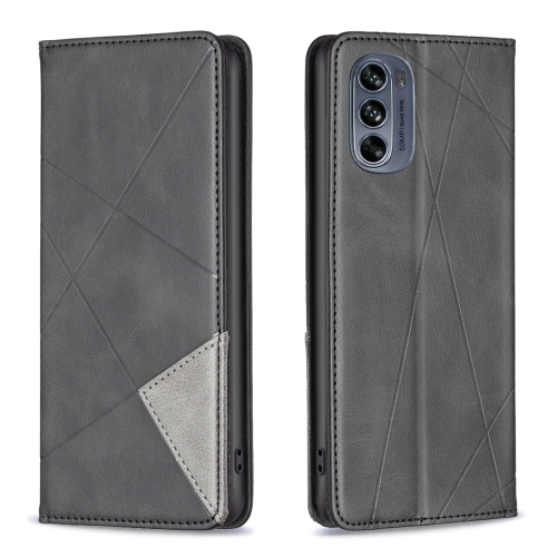 

For Motorola Moto G62 Prismatic Invisible Magnetic Leather Phone Case(Black)