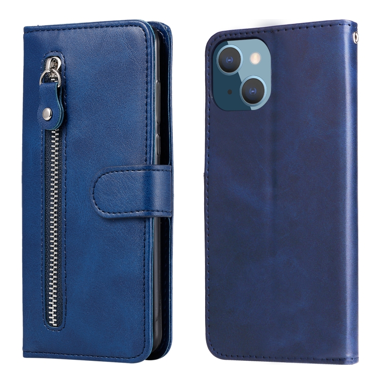 

Fashion Calf Texture Zipper Horizontal Flip Leather Phone Case For iPhone 14 Max(Blue)