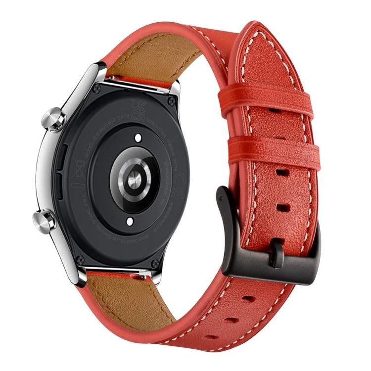 

For Honor Watch GS 3 22mm Cowhide Leather Sewing Thread Watch Band(Red)