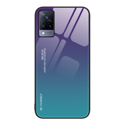 

For vivo V21 Gradient Color Glass Case(Aurora Blue)