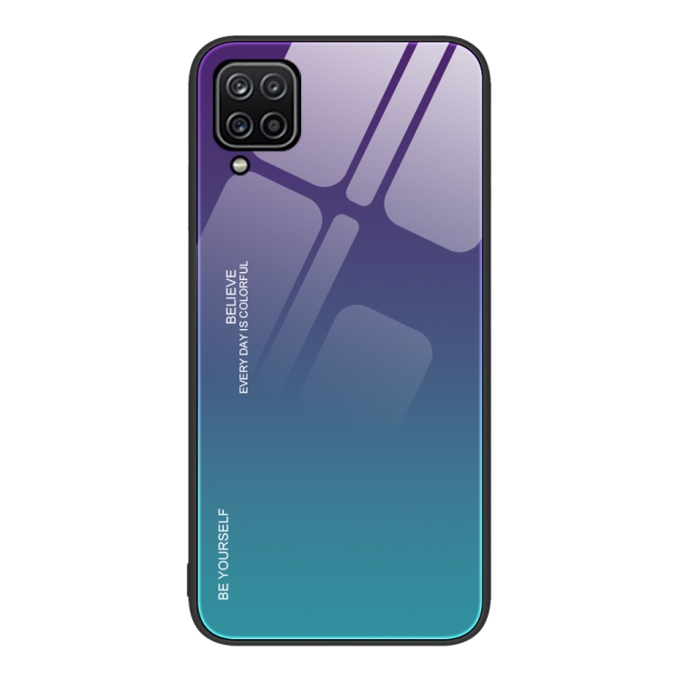 

For Samsung Galaxy A12 5G Gradient Color Glass Case(Aurora Blue)